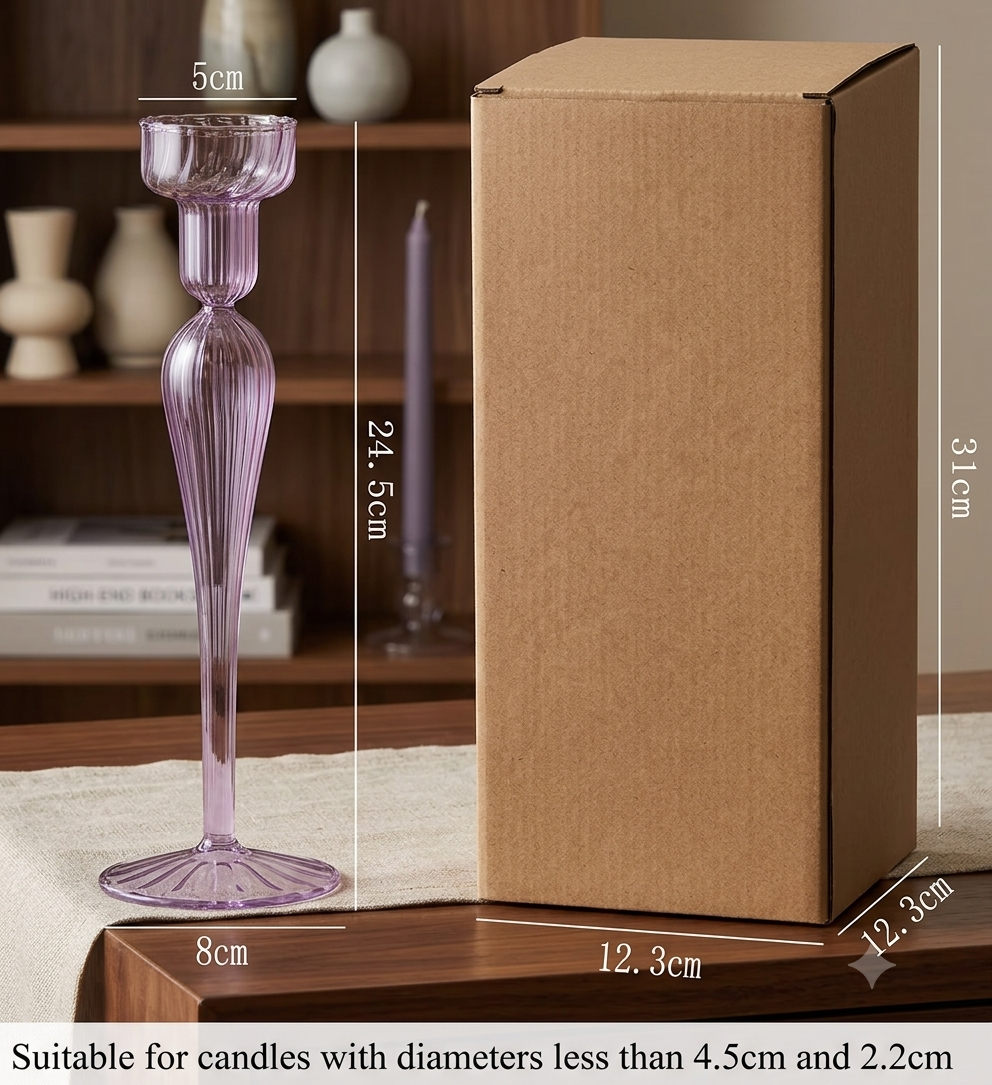 Minimalist Nordic Glass Candlestick Holder – Unique Tall Taper Candle Stand for Modern Tablescapes & Special Event Decor