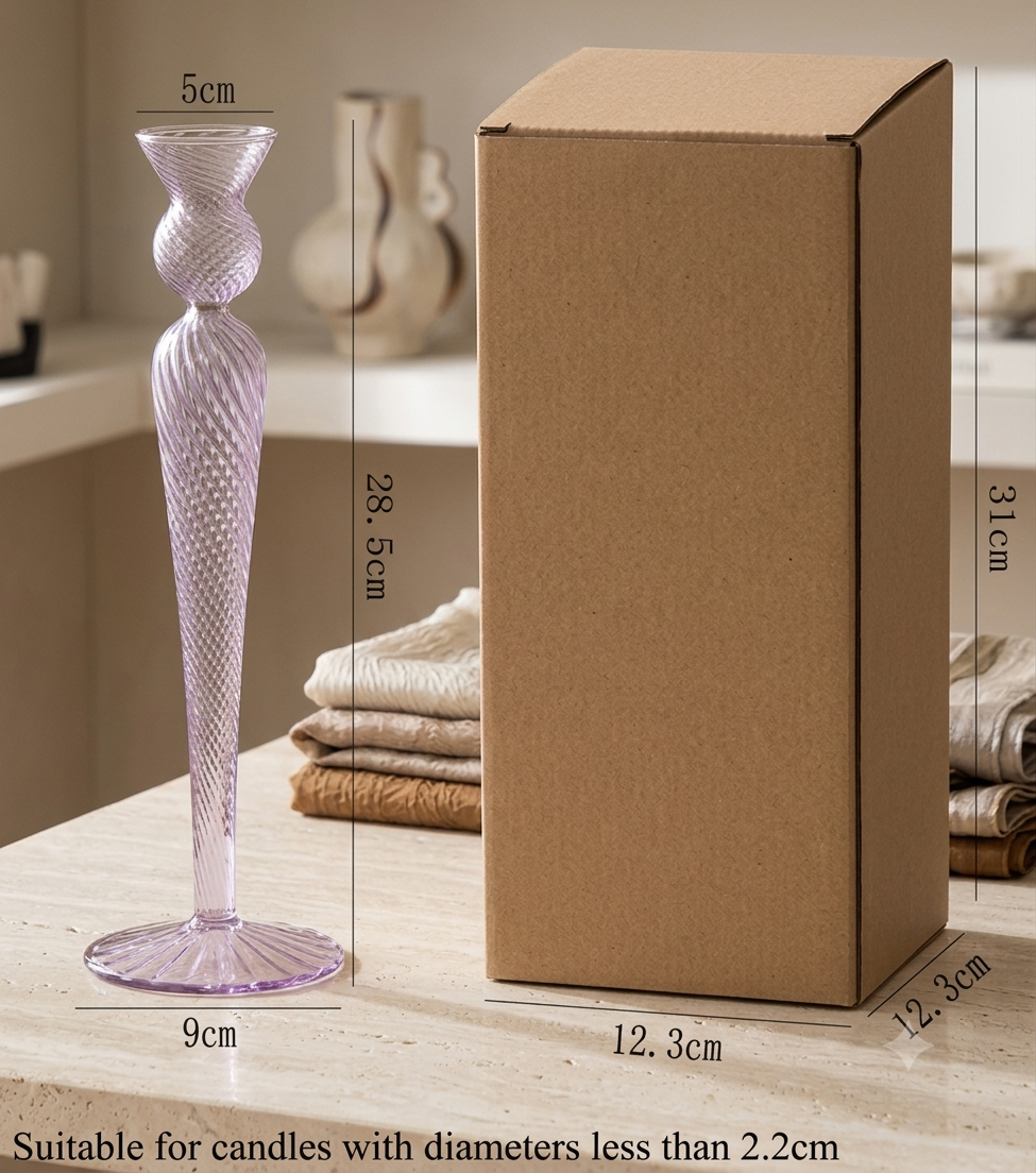 Minimalist Nordic Glass Candlestick Holder – Unique Tall Taper Candle Stand for Modern Tablescapes & Special Event Decor