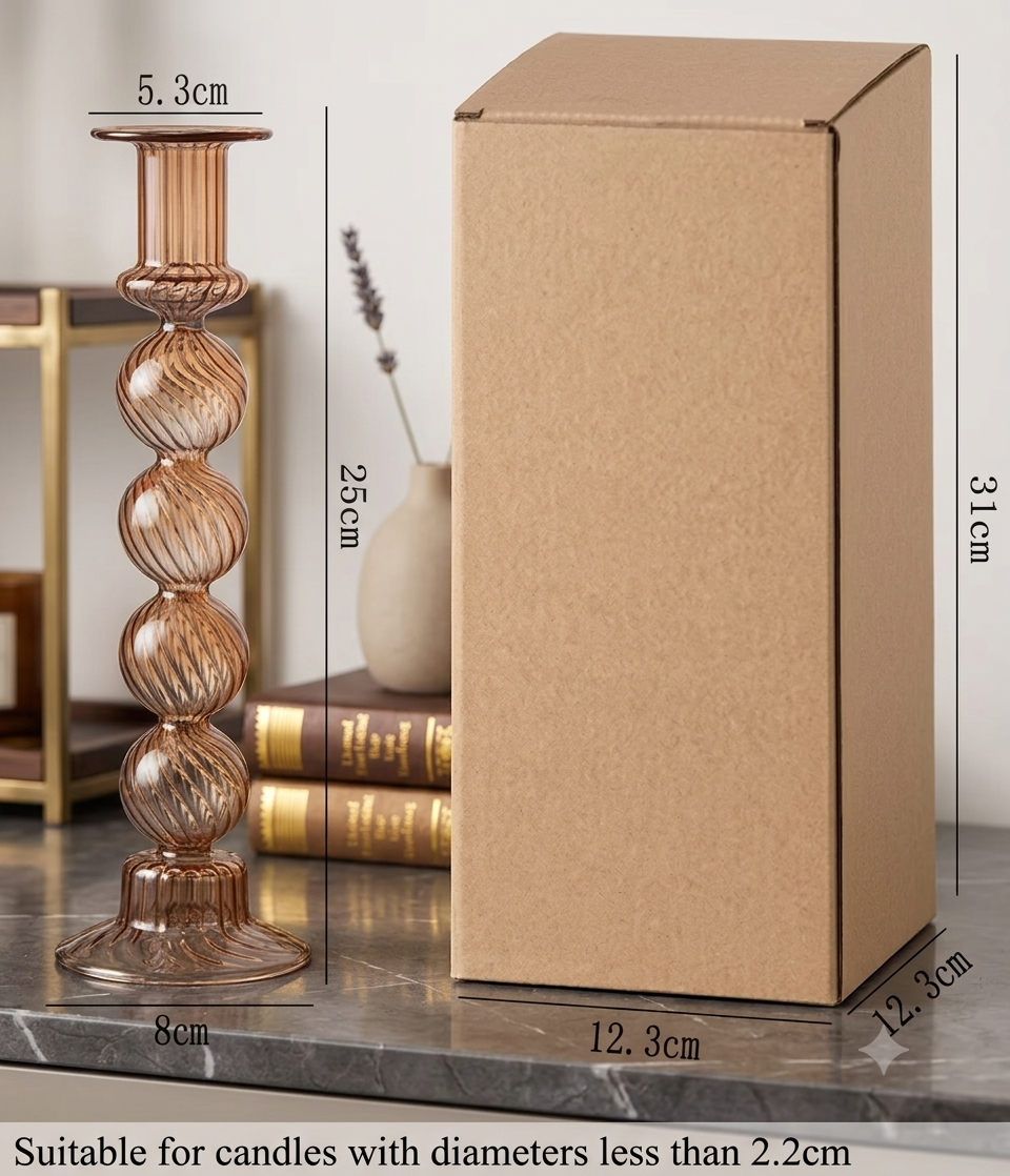 Minimalist Nordic Glass Candlestick Holder – Unique Tall Taper Candle Stand for Modern Tablescapes & Special Event Decor