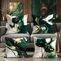 Lot de 4 housses de coussin décoratives abstraites à motif floral émeraude et or – Luxe moderne pour canapé, fauteuil d'appoint et décoration de chambre