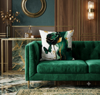 Lot de 4 housses de coussin décoratives abstraites à motif floral émeraude et or – Luxe moderne pour canapé, fauteuil d'appoint et décoration de chambre