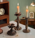Antique Bronze Resin Taper Candlestick Holder – Vintage Victorian Style Candle Stand for Dark Academia & Dinner Tablescapes