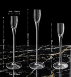 Romantic Glass Candlestick Set of 3 – Elegant Varied Height Taper Candle Holders for Wedding Tablescapes & Candlelight Dinners