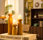 Rustic Natural Wood Cylinder Candle Holder – Retro Wooden Candlestick Stand for Farmhouse Tablescapes & Festival Decor