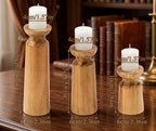 Rustic Natural Wood Cylinder Candle Holder – Retro Wooden Candlestick Stand for Farmhouse Tablescapes & Festival Decor