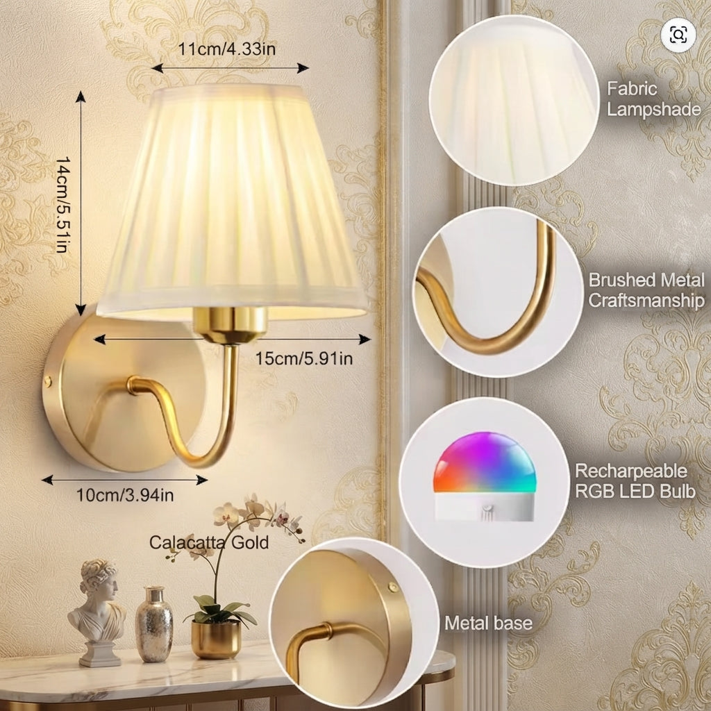 Modern Wireless Wall Light – Cordless Battery-Operated RGB Mood Sconce with Remote Control & Auto-Timer for Accent Home Lighting