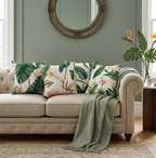 Lush Tropical Botanical Leaf Cushion Cover – Boho Jungle Floral Accent Throw Pillowcase for Resort-Style Living Room Decor