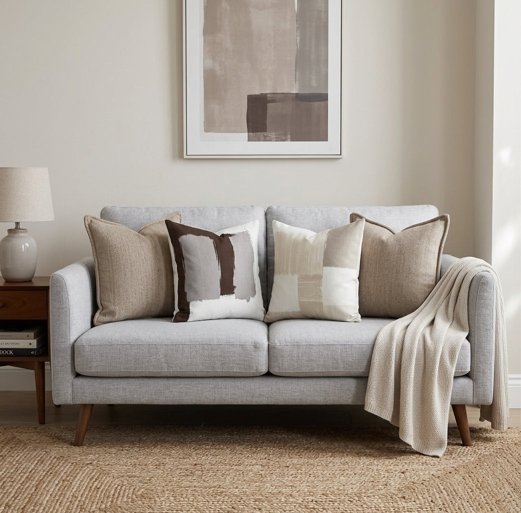 Modern Minimalist Plaid Cushion Cover – Neutral Geometric Accent Pillowcase for Sofa, Accent Chair & Bed