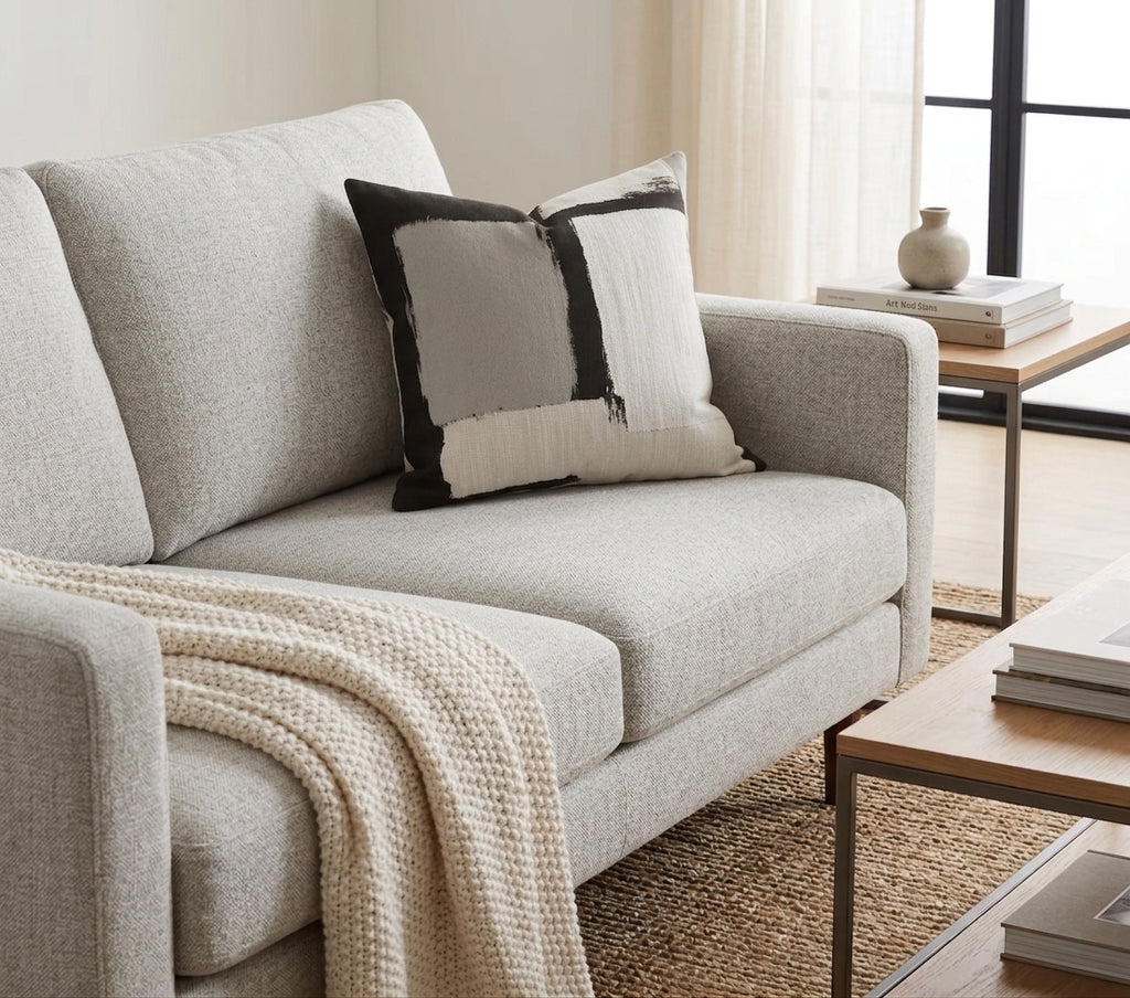 Modern Minimalist Plaid Cushion Cover – Neutral Geometric Accent Pillowcase for Sofa, Accent Chair & Bed