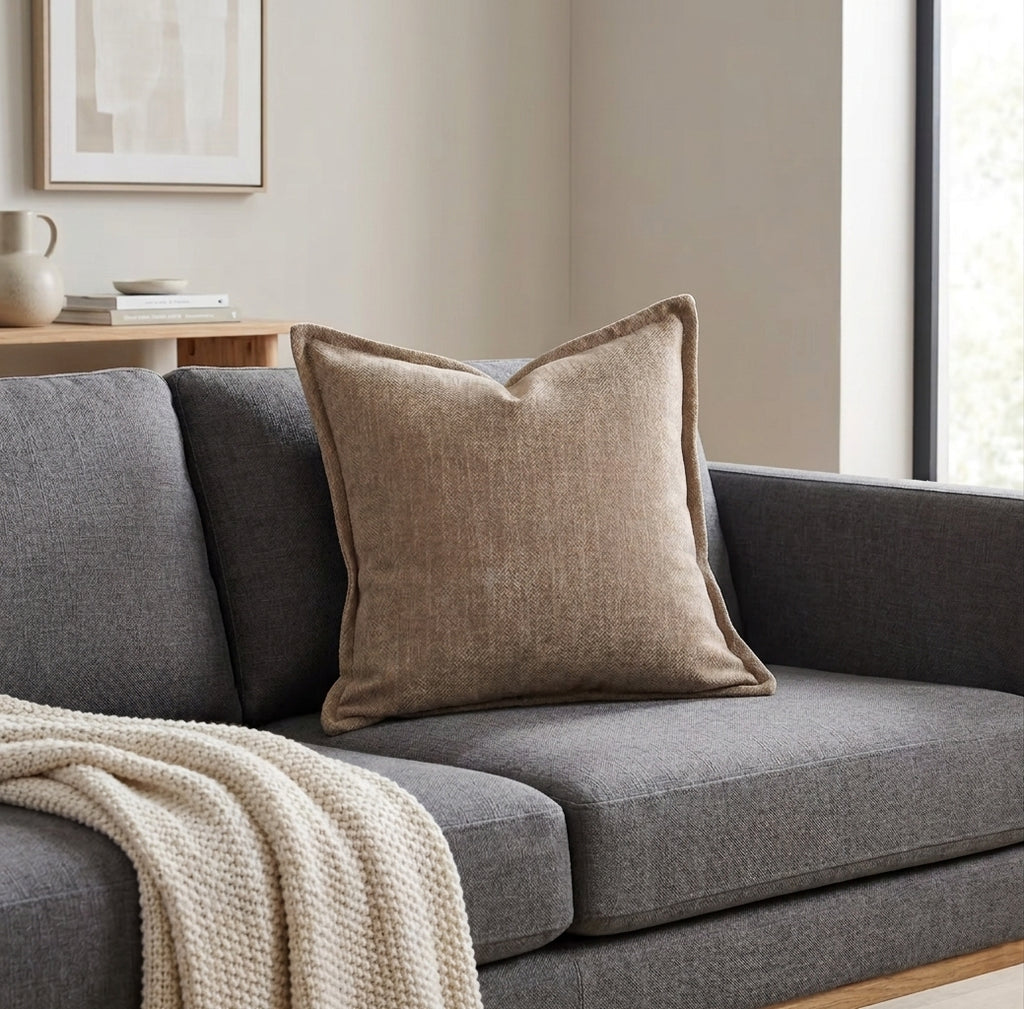 Modern Minimalist Plaid Cushion Cover – Neutral Geometric Accent Pillowcase for Sofa, Accent Chair & Bed