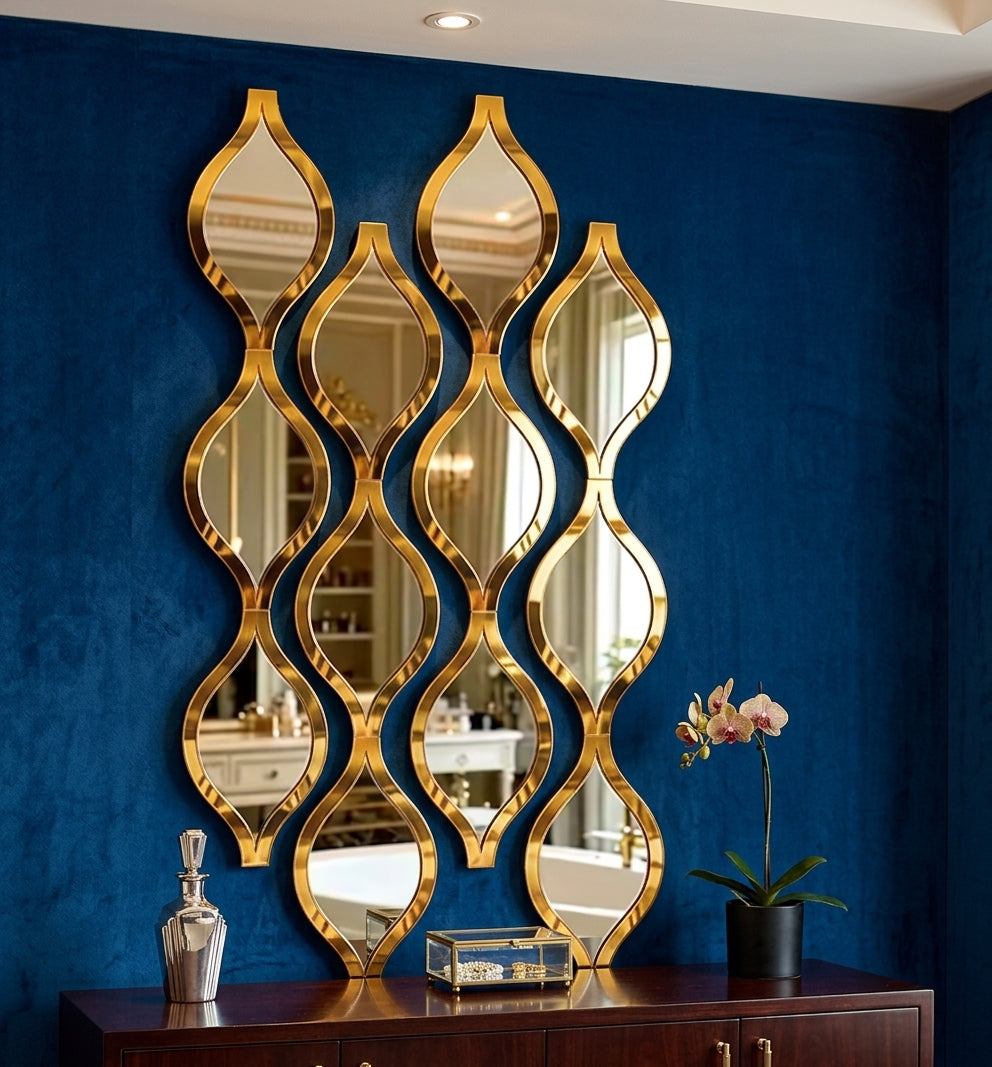 12pcs Gold Teardrop Wall Mirror Set – Peel & Stick Acrylic Mirror Stickers