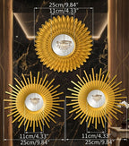 Set of 3 Gold Round Wall Mirrors – Sunburst & Geometric Decorative Accent Mirrors for Glam Gallery Wall & Powder Room Decor