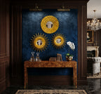 Set of 3 Gold Round Wall Mirrors – Sunburst & Geometric Decorative Accent Mirrors for Glam Gallery Wall & Powder Room Decor