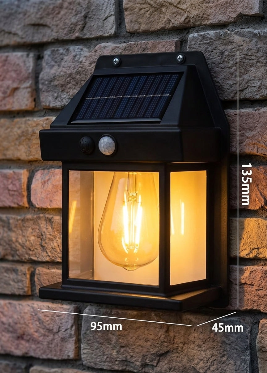 Vintage Tungsten Solar Wall Lamp Set (4-Pack) – Waterproof LED Motion Sensor Exterior Lights for Warm Garden & Yard Decor