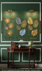 Modern Metallic Botanical Wall Art – Elegant Ginkgo & Palm Leaf Pendant Ornament for Organic Home Decor