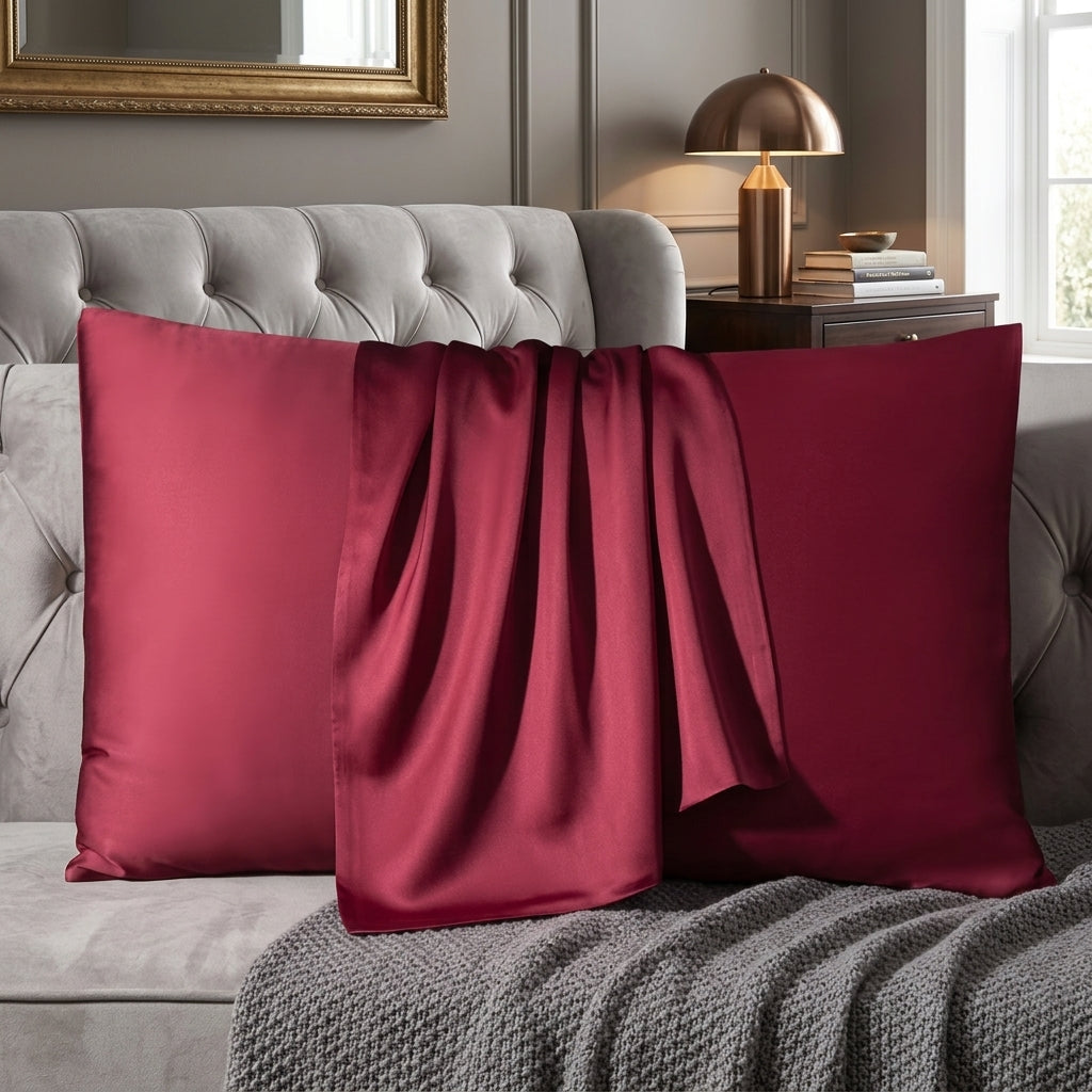 2 Pure Mulberry Silk Pillowcase – 100% Natural Hypoallergenic Beauty Sleep Pillow Cover for Anti-Frizz Hair